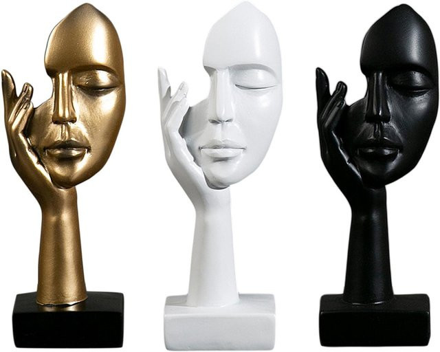 Kesoto Frauenkopf-Kunststatue Denkerin-Skulptur aus Harz in Schwarz oder Weiß für deine Studio-Dekoration - Bild 1