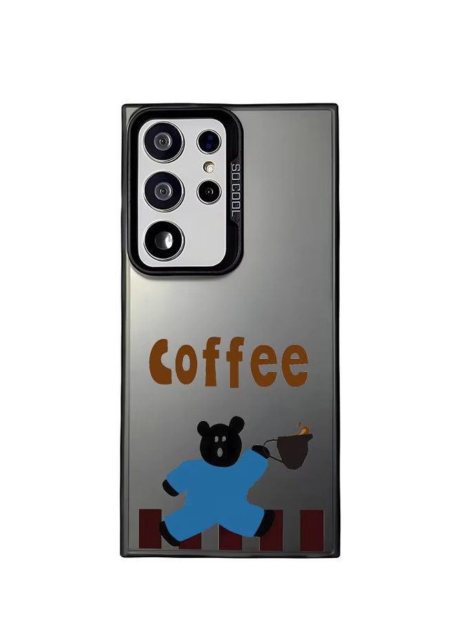 Samsung Galaxy S25 S24 S23 S22 S21 Ultra Plus Handyhülle mit kreativer Kaffee Illustration in Schwarz und Lila mit mattem Laser-Effekt - Bild 6