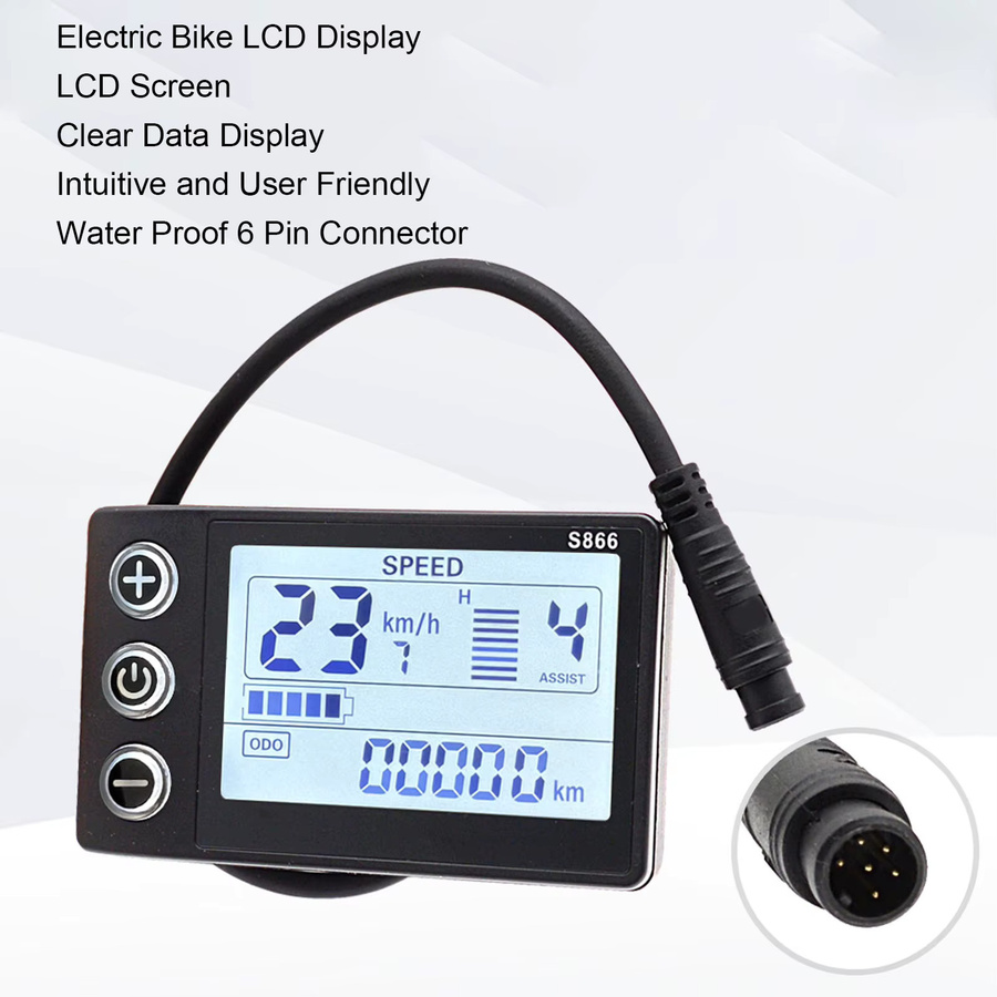 DOACT Elektrofahrrad LCD-Display S866 ABS Bedienfeld mit 6-Pin Wasserdichtem Anschluss für Roller-Modifikation, Schwarz - Bild 4