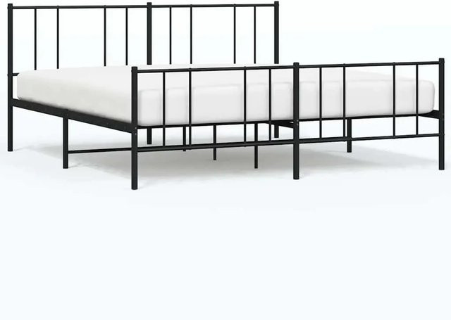 vidaXL Bettgestell aus Metall mit Kopf- und Fußteil in Schwarz, B/T/H: 193 x 203 x 90 cm - Bild 1