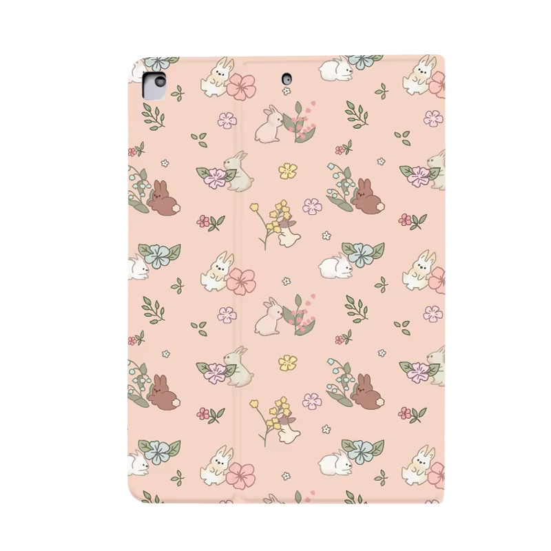 Rosa Hasenhülle mit Blumenmuster für Apple iPad Pro 10/11 Zoll und iPad Air 3/4/5 Generation - Bild 5