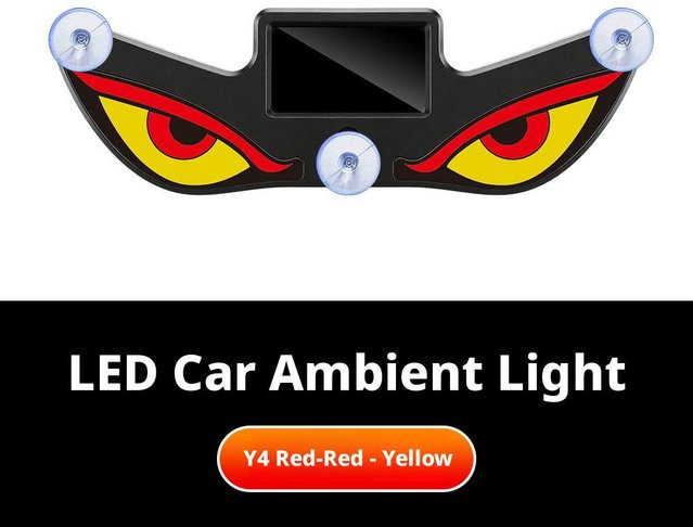 SEAMETAL Solarbetriebenes Auto-Neonlicht Dämonenauge LED-Umgebungslicht mit Saugnapf und USB-Wiederaufladung in Rot-Gelb-Schwarz - Bild 1