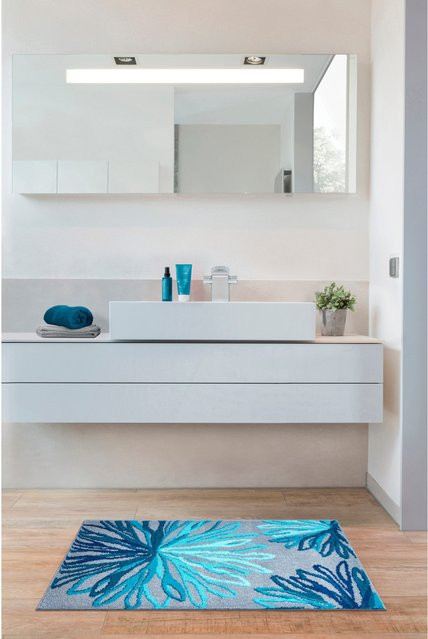 Rutschfeste Badematte mit Grafikdesign in Multicolour aus 100% Polyacryl, rechteckig und für Fußbodenheizung geeignet - Bild 1