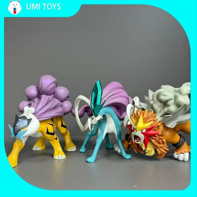 Bandai Anime Figur Drei Heilige Pokémon Raikou Entei Suicune aus PVC in Multicolor, Höhe: 8 cm - Bild 1