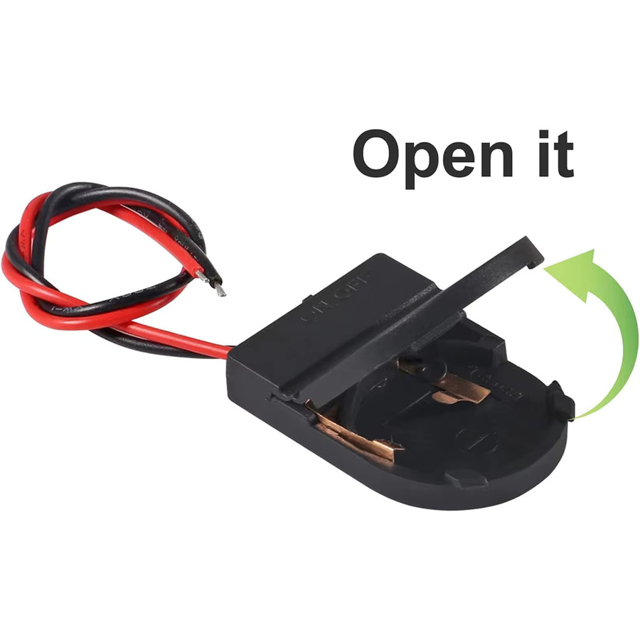 Knopfbatteriehalter für CR2032 3V Knopfzellen mit Schalter und Abdeckung, Schwarz - Bild 5