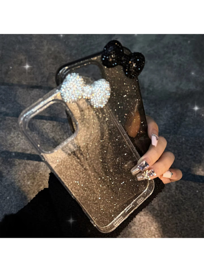 Glitzernde 3D-Diamant-Handyhülle mit Schleife für Apple iPhone 17, 16, 15, 14, 13, 12 (Pro Max), transparent, stoßfeste weiche Abdeckung - Bild 3