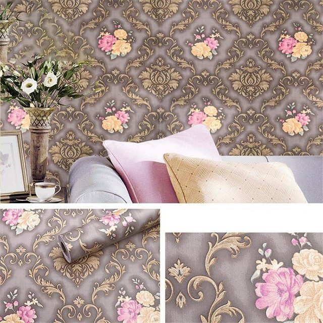 Selbstklebende Vintage Tapete mit Blumenmuster von Charming Home, PVC verdickt, Mehrfarbig - Bild 1