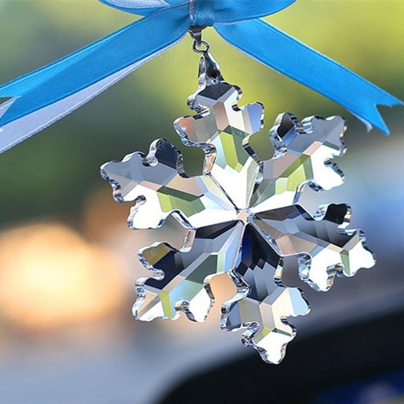 GALAXING K9 Kristall Schneeflocken Suncatcher Fensterornament mehrfarbig B: 8 cm, H: 22 cm - Bild 1