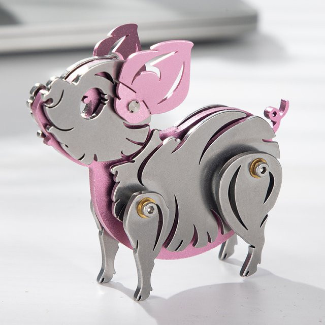 MOKR Schwein 3D Metall-Puzzle, Montagemodell - Bild 1