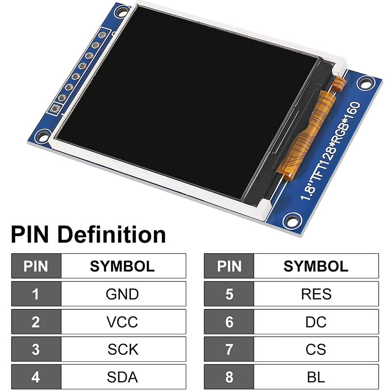 Aokin 1,8 Zoll SPI TFT LCD Display Modul ST7735S Vollfarbig für Arduino - Bild 3