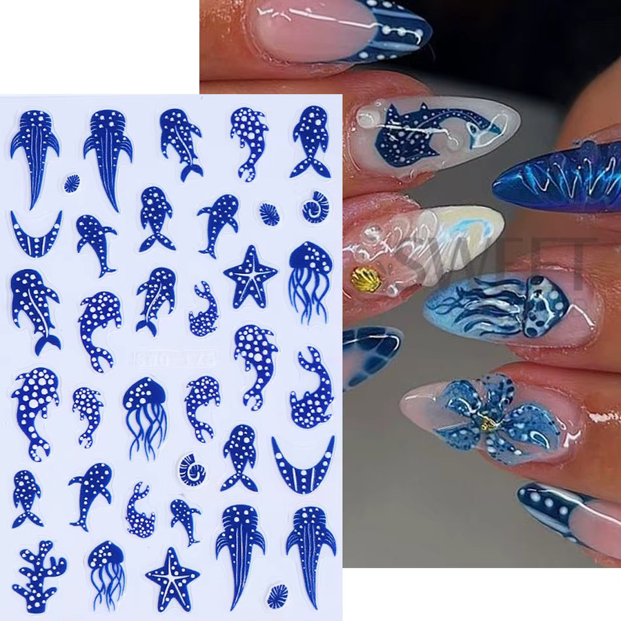 SWEET TREND Nagelaufkleber Blauwal Polka-Dot, 2 Stück, Glänzend - Bild 2