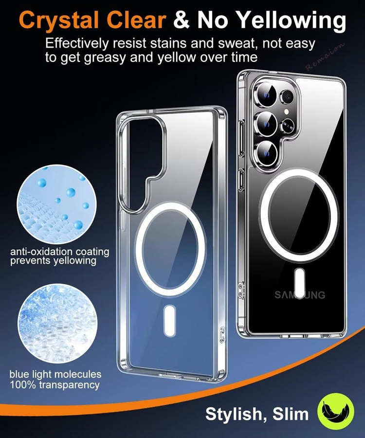 BETYF Magnetische Handyhülle Transparent für Samsung Galaxy S24 S23 S22 S21 S20 Ultra Plus FE und A56 A36 5G mit Ladeschutz-Cover - Bild 3