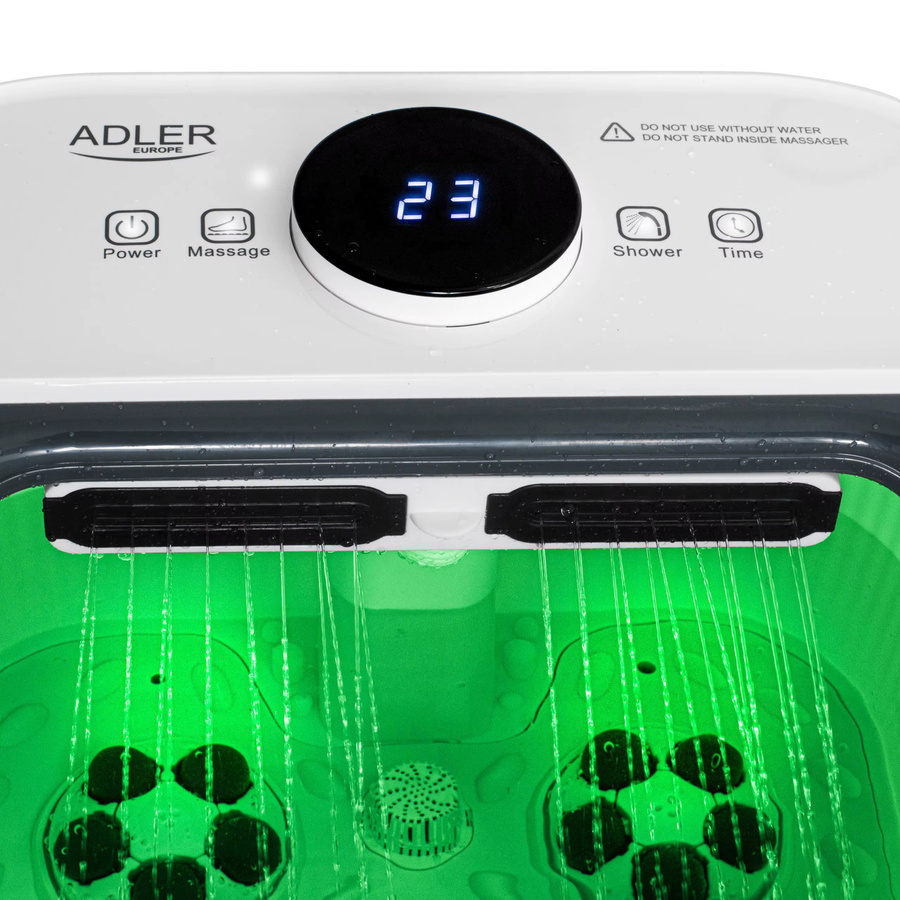 Adler Wasser-Fußmassagegerät in Weiß mit LED-Panel, Warmwasserbereiter und Rollen - Bild 5