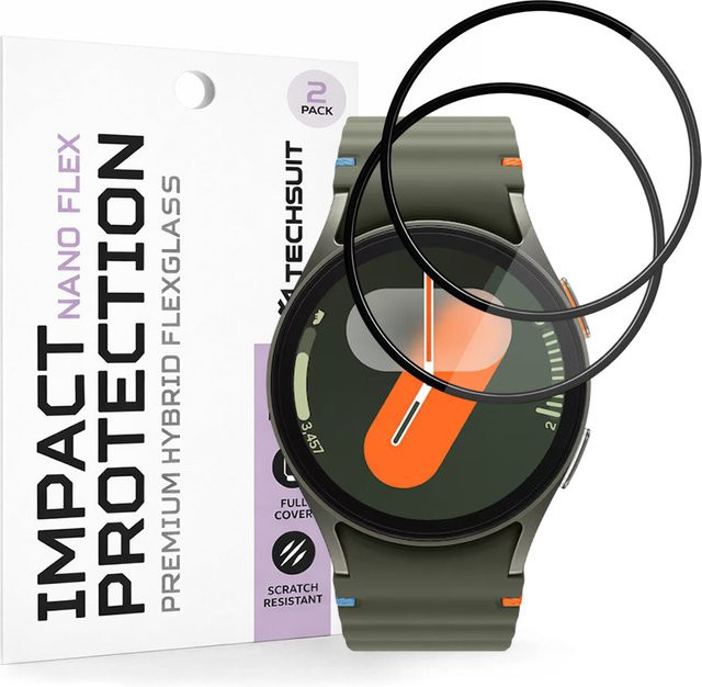 Techsuit Schutzfolie Nano Flex für Samsung Galaxy Watch7 40mm, Schwarz, 2 Stück - Bild 1