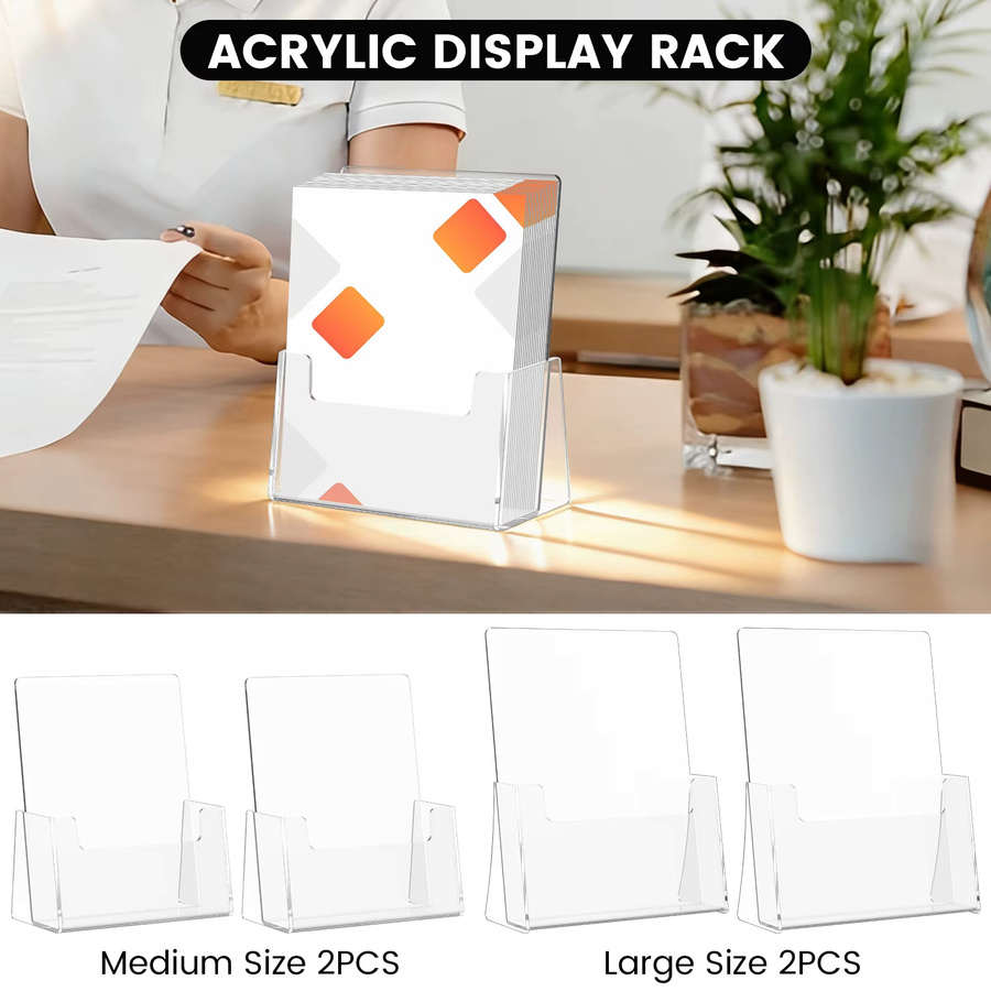 2-teiliger Broschürenhalter aus Acryl mit Etagen in Transparent, vielseitiger Menü- und Flyerständer für Schreibtisch und Büro - Bild 2