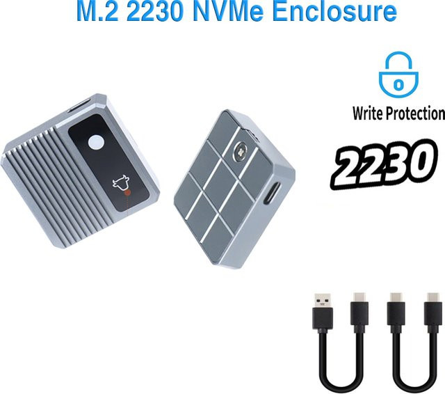 IRhasta M.2 NVMe 2230 SSD-Gehäuse mit USB 3.2 10 Gbit/s und Schreibschutzfunktion via USB-C - Bild 1