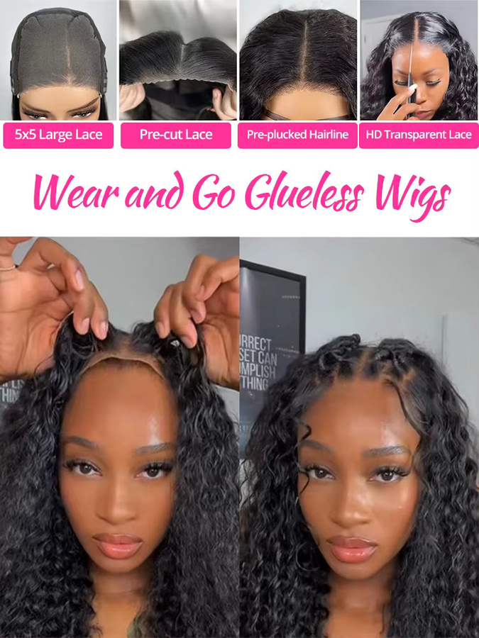 AMYTUD Deep Wave Echthaarperücke, 13x4 Lace Frontal, 250% Dichte - Bild 3