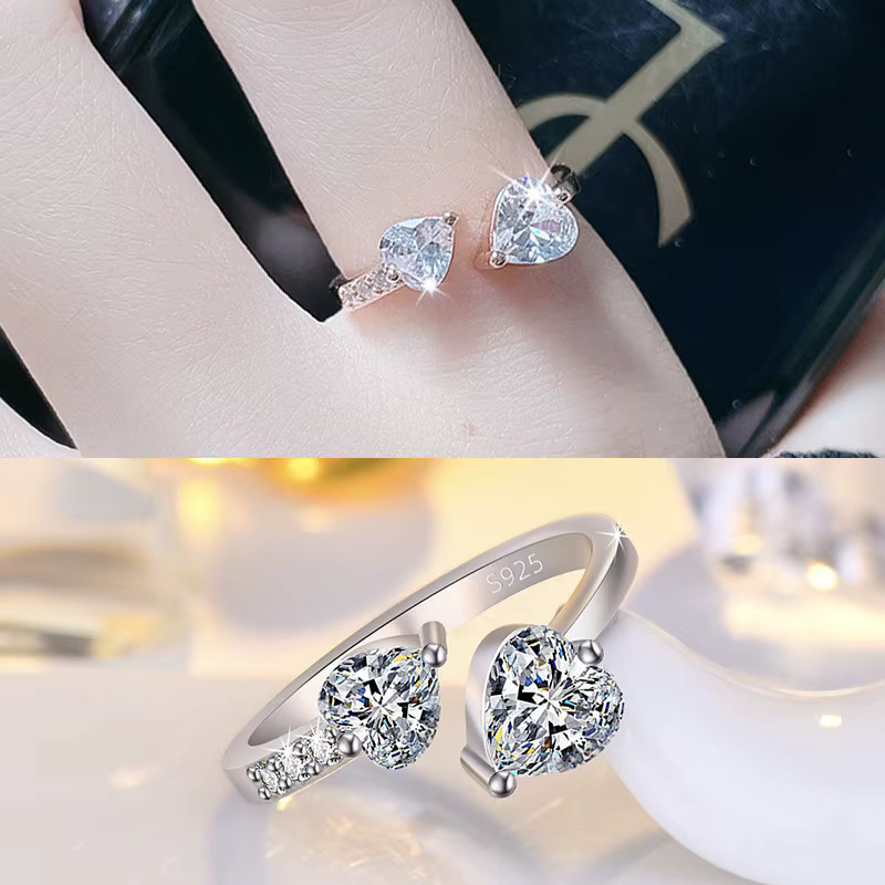 SAY Ring 925 Sterlingsilber, 5A-Zirkon-Herz, Damen - Bild 2