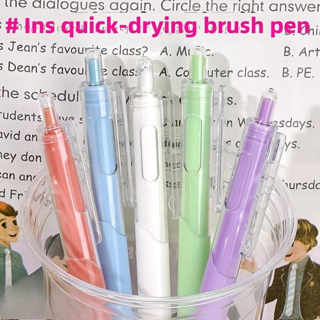 6er-Pack Morandi Exam-Taking Pen Macaron Neutralstifte mit schwarzer Kohlenstofftinte, wasserfest und schnell trocknend, Farbe: Gelb - Bild 1