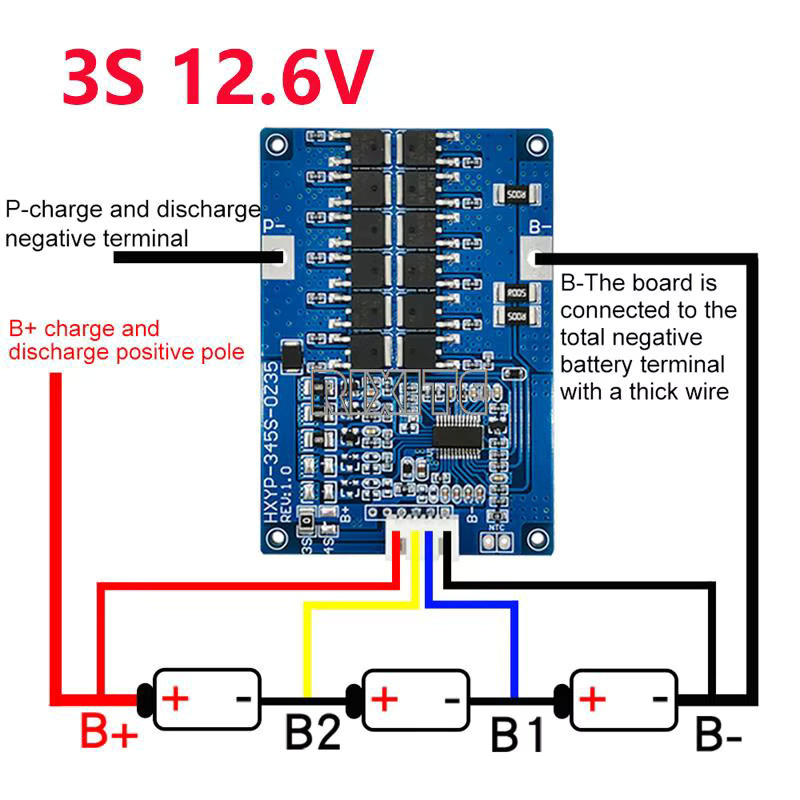RIXITE Li-Ion Lithium Batterie BMS Schutzmodul für 18650 Akkus mit Temperaturkontrolle in Blau - Bild 4