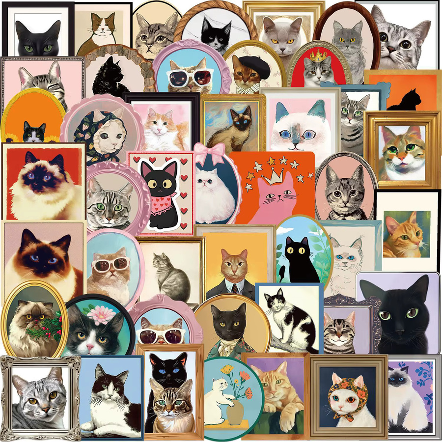 GOGOTU Cartoon Retro Katzen Bilderrahmen Graffiti-Aufkleber, 50-teiliges Set, multicolour - Bild 3