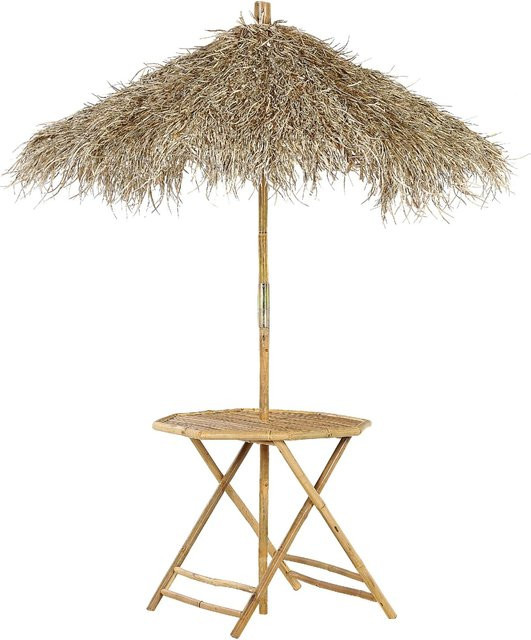Beliani Gartentisch MOLISE aus Bambusholz in Braun, runder Beistelltisch im Boho-Stil für Garten, Terrasse und Balkon, B/T/H: 85 x 85 x 76 cm - Bild 1