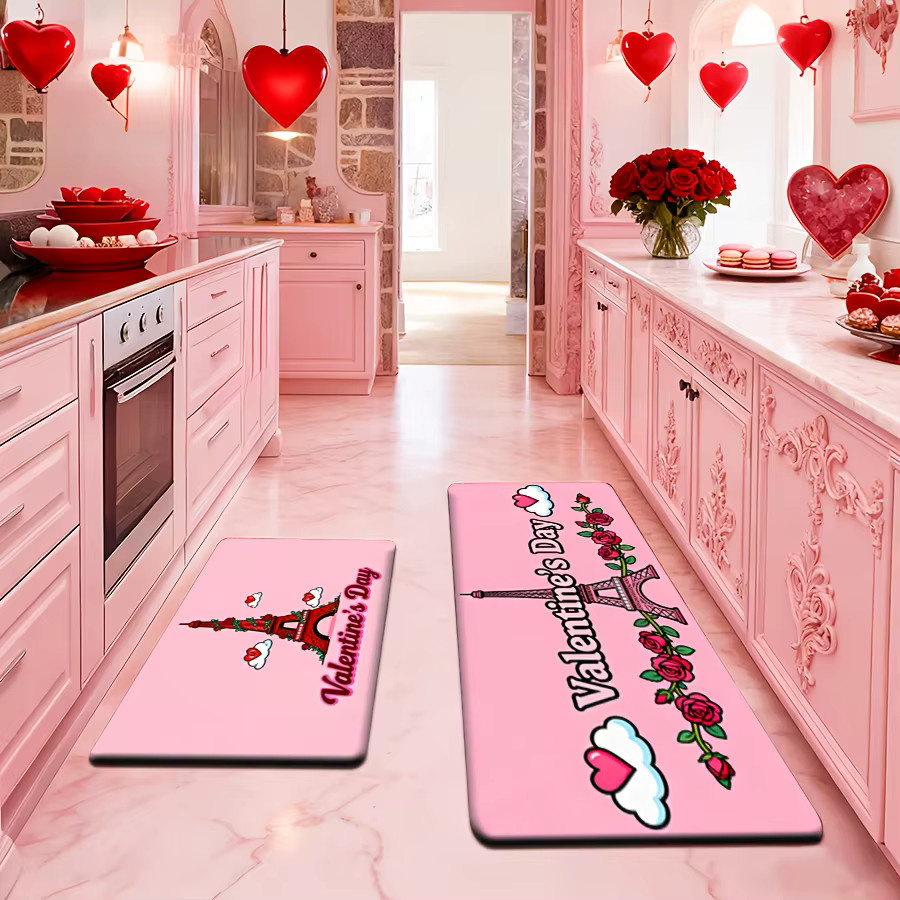 VIKAMA Teppich in Rosa mit floralem Design für Wohnzimmer, Schlafzimmer oder Küche - Bild 3