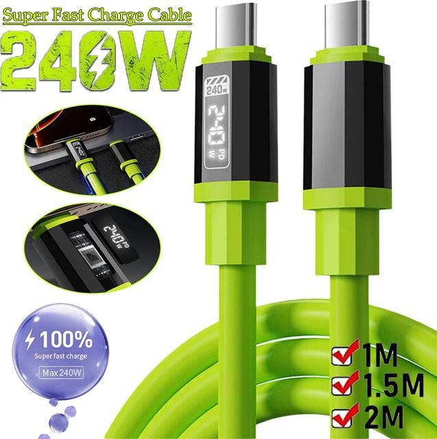 Xiaomi USB auf Typ-C Schnellladekabel 240W 10A aus Silikon in Grün - Bild 1