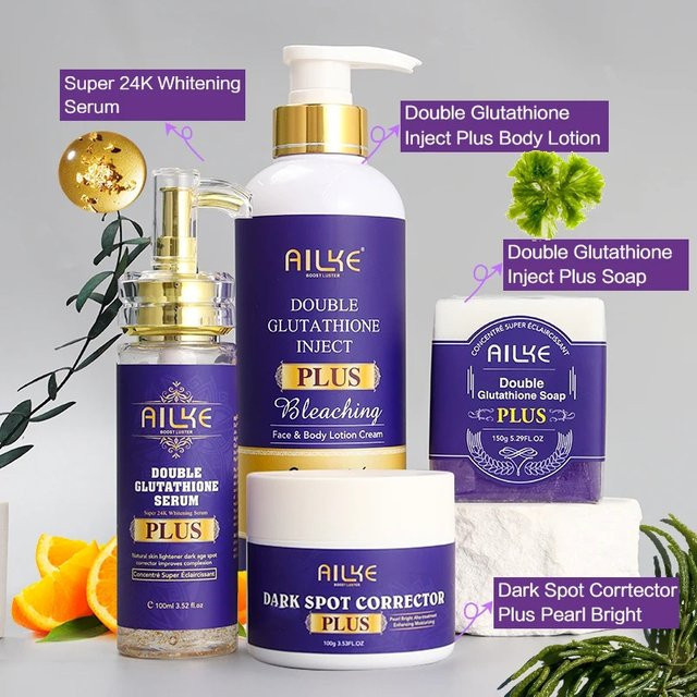 AILKE Glutathione PLUS Whitening Skin Care Set, Lotion, Gesicht & Körper - Bild 1