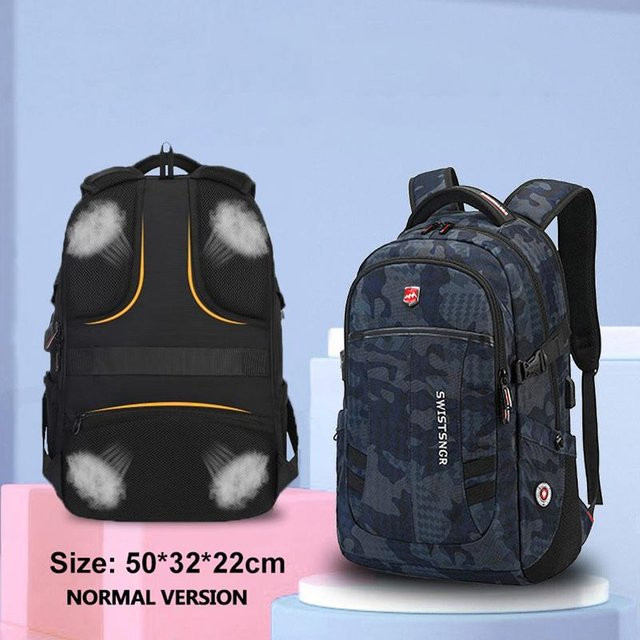 Weft Wasserdichter Laptop-Rucksack für 17 Zoll mit USB-Ladefunktion in Schwarz, Rot oder Blau - Bild 1