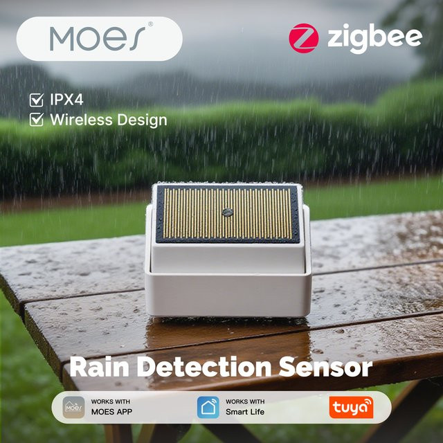MOES Tuya ZigBee Smart Wasser- und Regensensor IPX4 wasserdicht, Farbe: Weiß - Bild 1