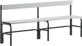 Sypro Umkleidebank aus Edelstahlrohr und Aluminium mit Rückenteil, Breite: 150 cm, Farbe: Anthrazit - Bild 1