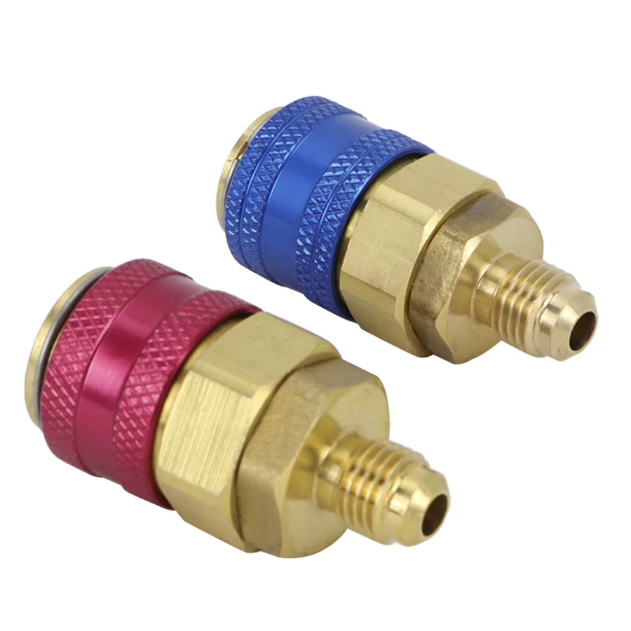 DOACT 2er-Set Auto Luft Schnellkupplungs-Adapter für R134A, Rot und Blau, High-Low-Seite Umwandlungsstecker - Bild 1