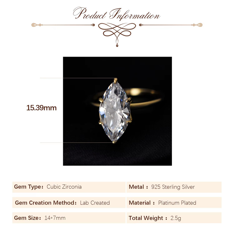 Potiy Verlobungsring, 925 Silber, 14K Gelbgold, Zirkonia, Damen - Bild 2