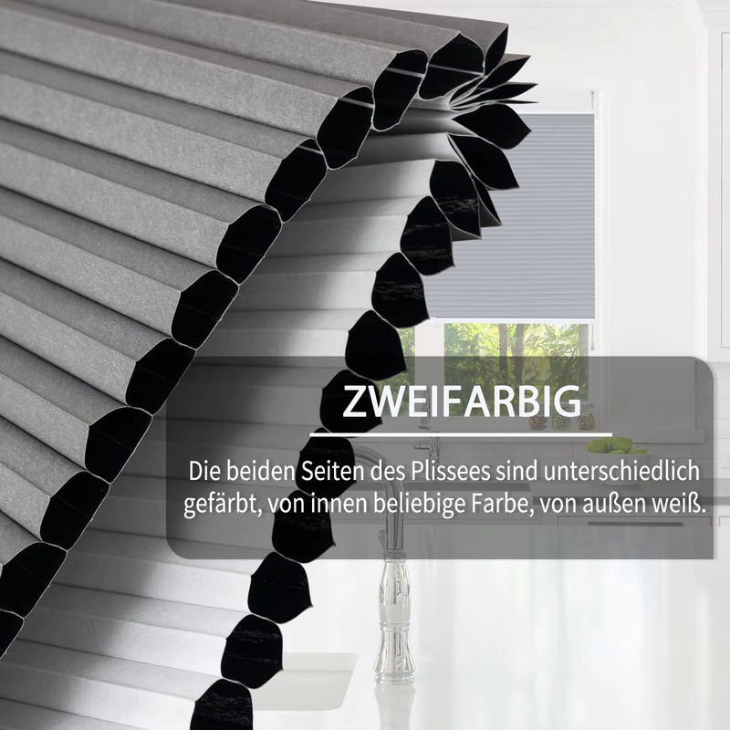 WOLTU Wabenplissee zur Verdunkelung ohne Bohren, thermischer Sonnenschutz und Schallschutz, Farbe: Grau oder Weiß, B: 120 cm, H: 60 cm - Bild 3