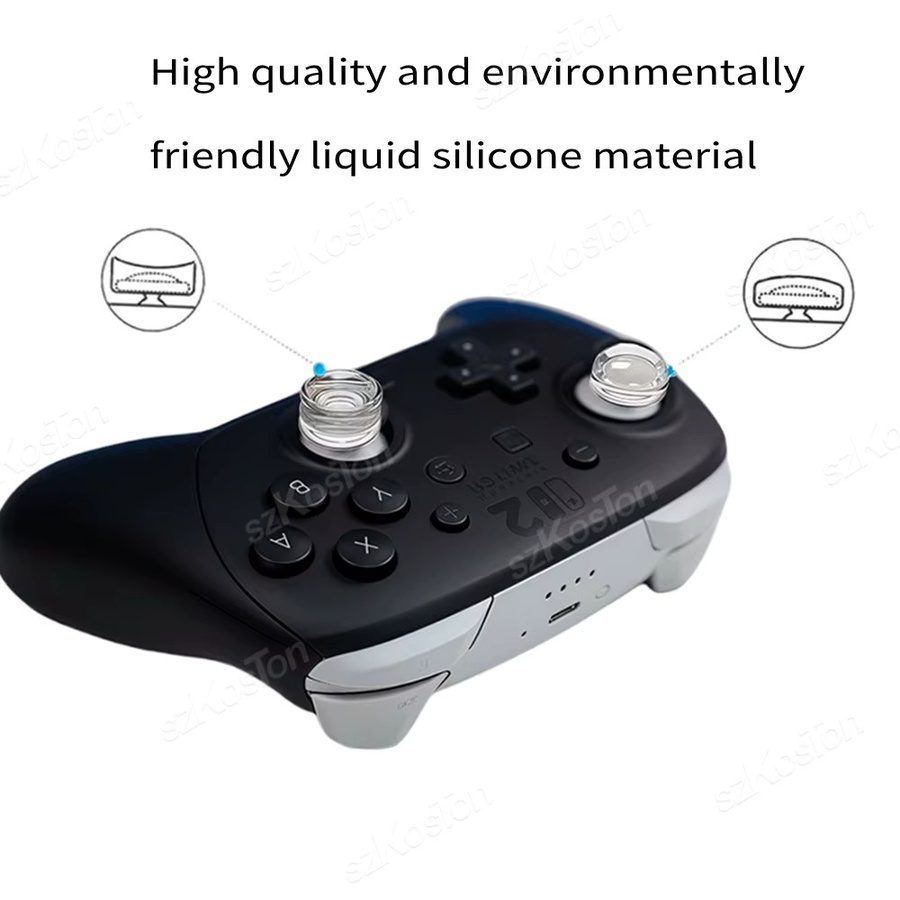 SZKOSTON Silikon-Joystick-Kappen für Switch 2 Pro Controller, rutschfeste Daumengriffe in Transparent - Bild 4