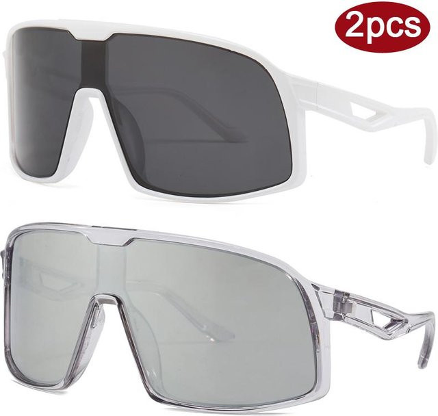 Yiran Health & Beauty Sportsonnenbrille, Vollrand, rechteckig, Kunststoff, weiß, Unisex - Bild 1