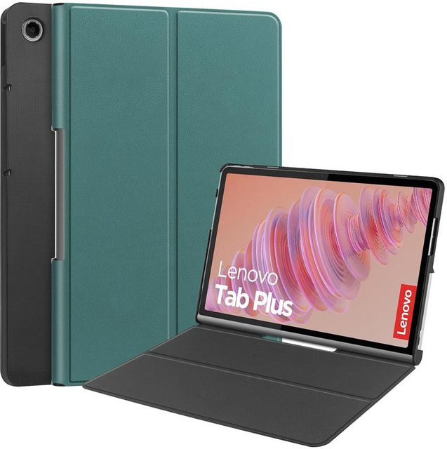 Lenovo Tab Plus 11,5 Zoll Hülle aus PU Leder mit Ständerfunktion in Dunkelgrün - Bild 1