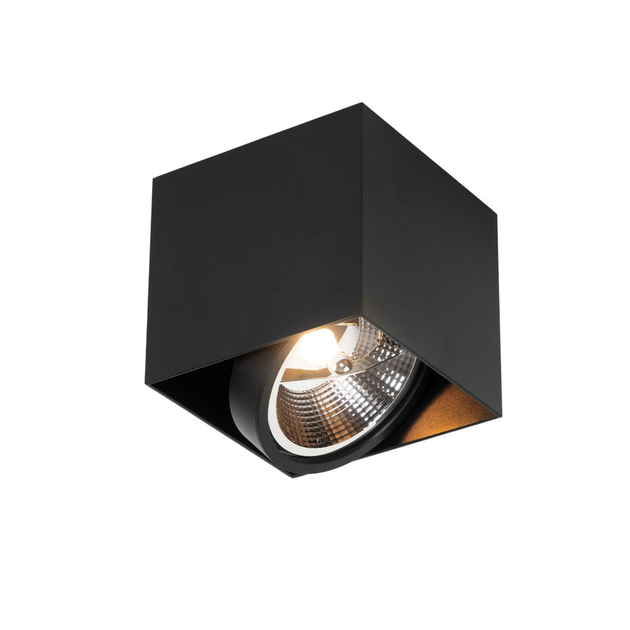 QAZQA Design-Spot Schwarzes Quadrat AR111 Box aus Aluminium, dimmbar, Schwarz - Bild 2