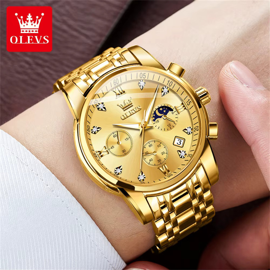 OLEVS Chronograph, Quarz, Edelstahl, Herren, Datum, 3 ATM - Bild 2