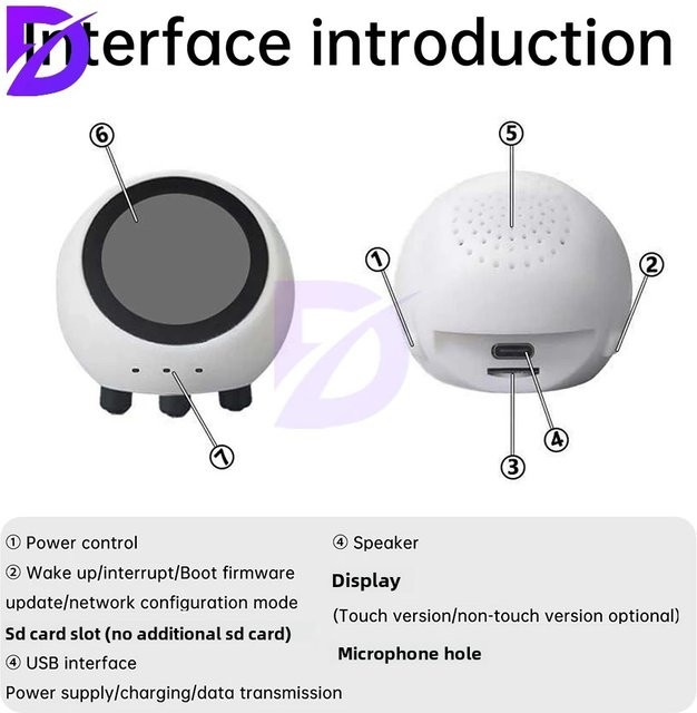diymore ESP32-S3 Sprachmodul mit 1,28 Zoll Display AI DeepSeek Smart Voice Robot, WiFi und Bluetooth, Farbe: Weiß - Bild 1