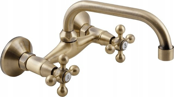 Kuchinox Wandwaschbecken Wasserhahn Retro Antik Messing in Gold - Bild 1