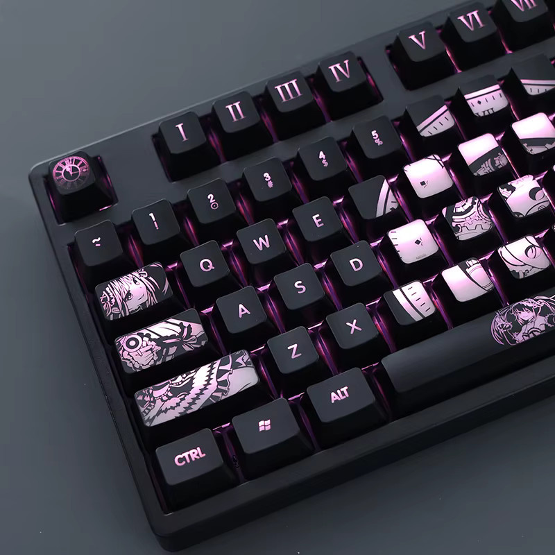 Tokisaki Kurumi Tastenkappen in Transparent und Schwarz mit RGB-Lichteffekt und mattierter OEM-Oberfläche - Bild 2