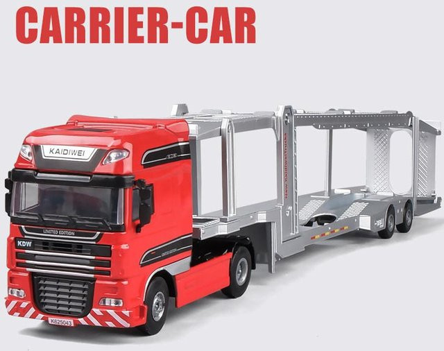 Linyi toy car Doppelstock-Flachbettanhänger-Modell, Druckgussmetall, 1:50, ab 14 Jahren - Bild 1