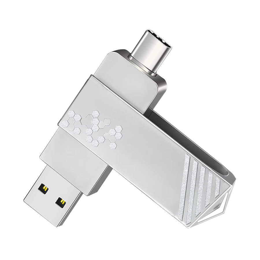 AMZWN 3-in-1 Hochgeschwindigkeits USB-Stick mit USB-C, USB-A und Micro-USB Schnittstellen in Silber - Bild 3