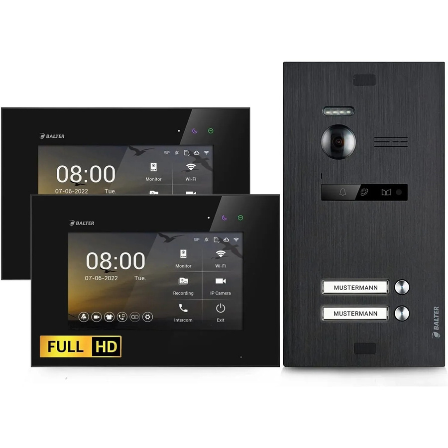 Balter EVO-HD Video-Türsprechanlage für Zweifamilienhäuser mit 2x 7 Zoll Monitor in Schwarz - Bild 2