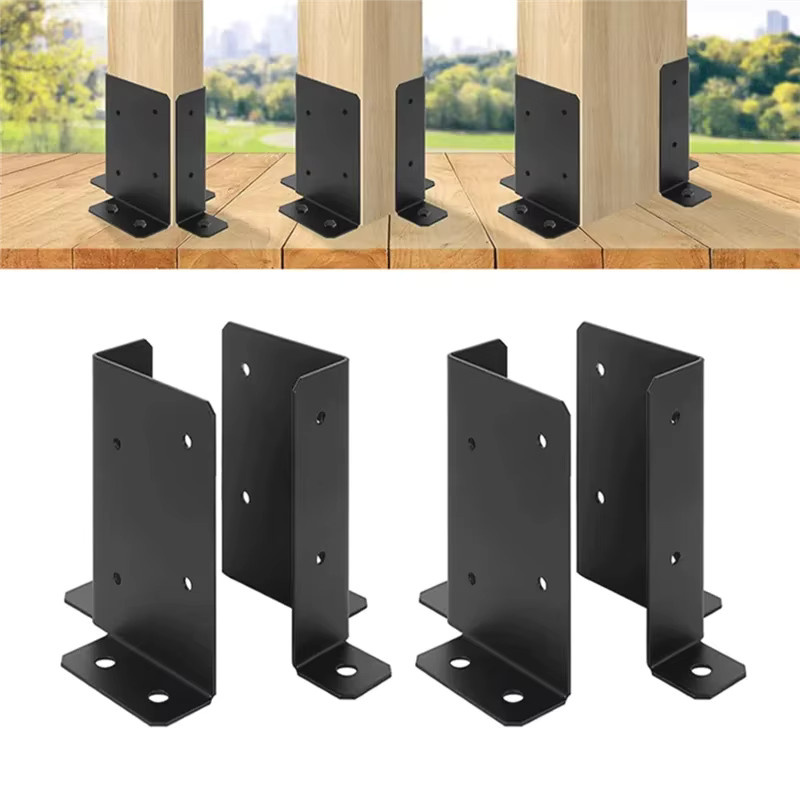 EQZ AT05 Verstellbare Holzaunpfosten-Basisstützhalterung in Schwarz, passend für 2 x 4, 4 x 4 und 6 x 6 Pfosten für Pergola oder Briefkästen - Bild 5