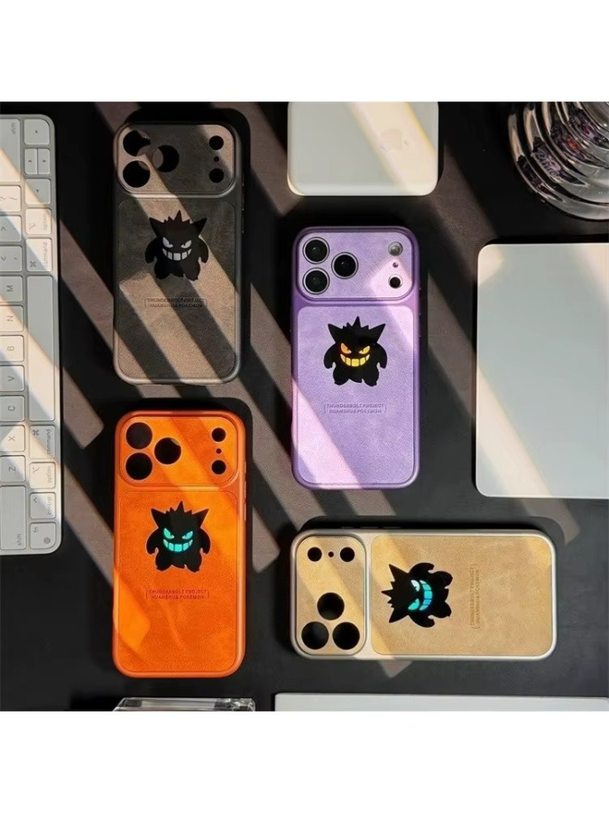 Potdemiel Anime Gengar Handyhülle mit Ledertextur und Laser-Design für iPhone 17 16 15 14 13 Max stoßfeste Schutzhülle - Bild 4