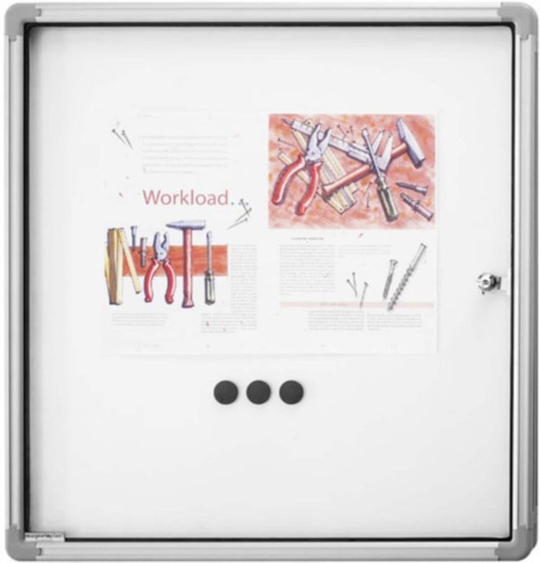 Magnetoplan Schaukasten SP für 6x DIN A4, magnetisch, abschließbar und mit aufklappbarer Front, Silber/Weiß - Bild 1