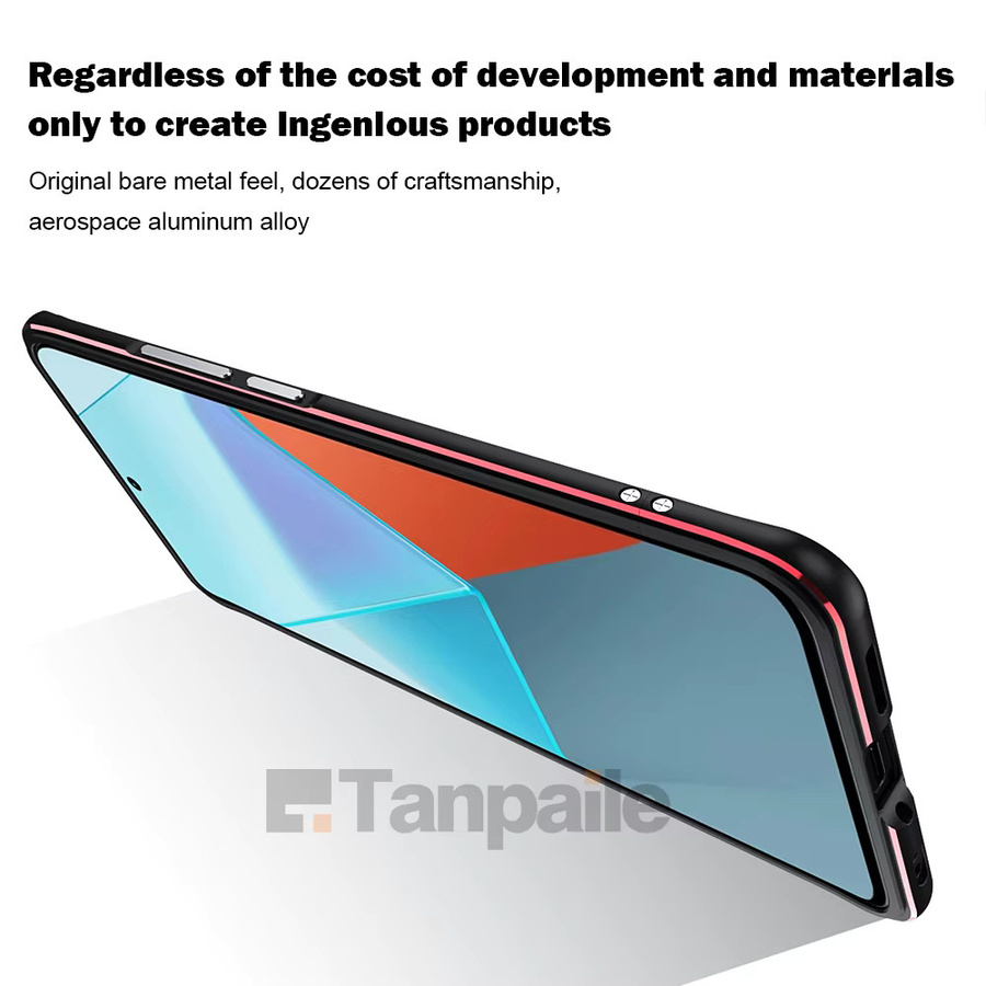Ultra dünne Stoßstange-Schutzhülle aus Aluminiumlegierung für Xiaomi Poco X6 und Redmi Note 13 Pro mit Magnetfunktion in Schwarz und Silber - Bild 2